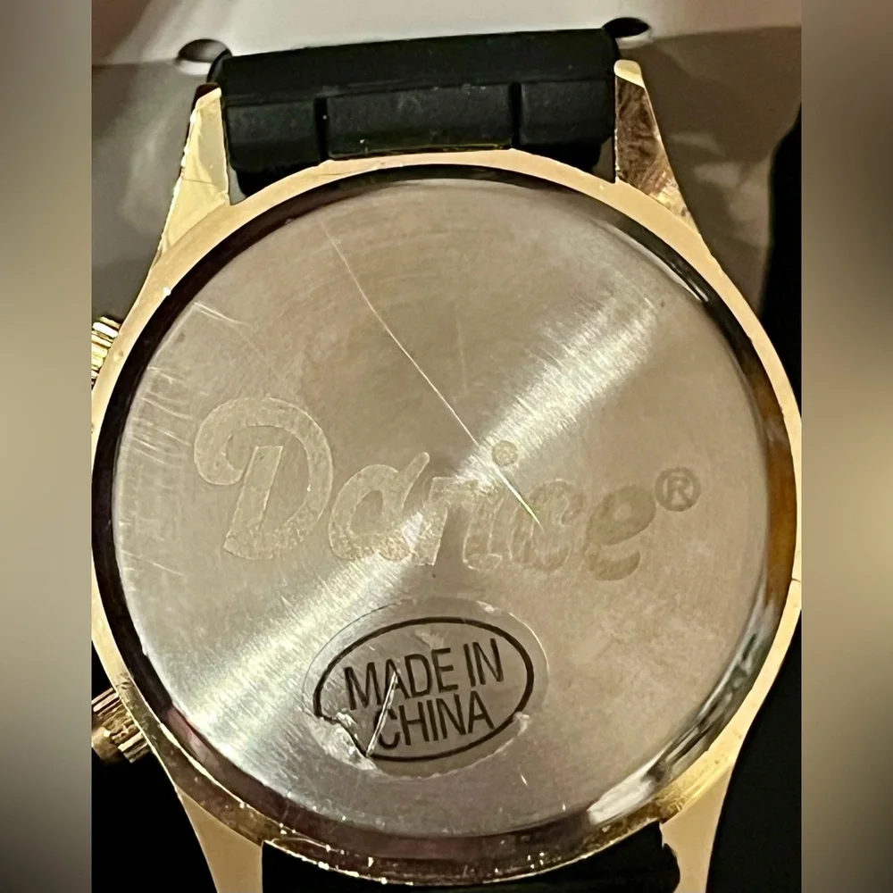 Darice Men's Black & Gold Chronograph Style Watch | Tactical Silicone Sport Band